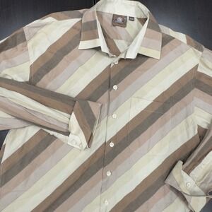 Detroit Al Wissam VTG Mens Button Down Shirt Long Sleeve Striped Neutral Tone XL